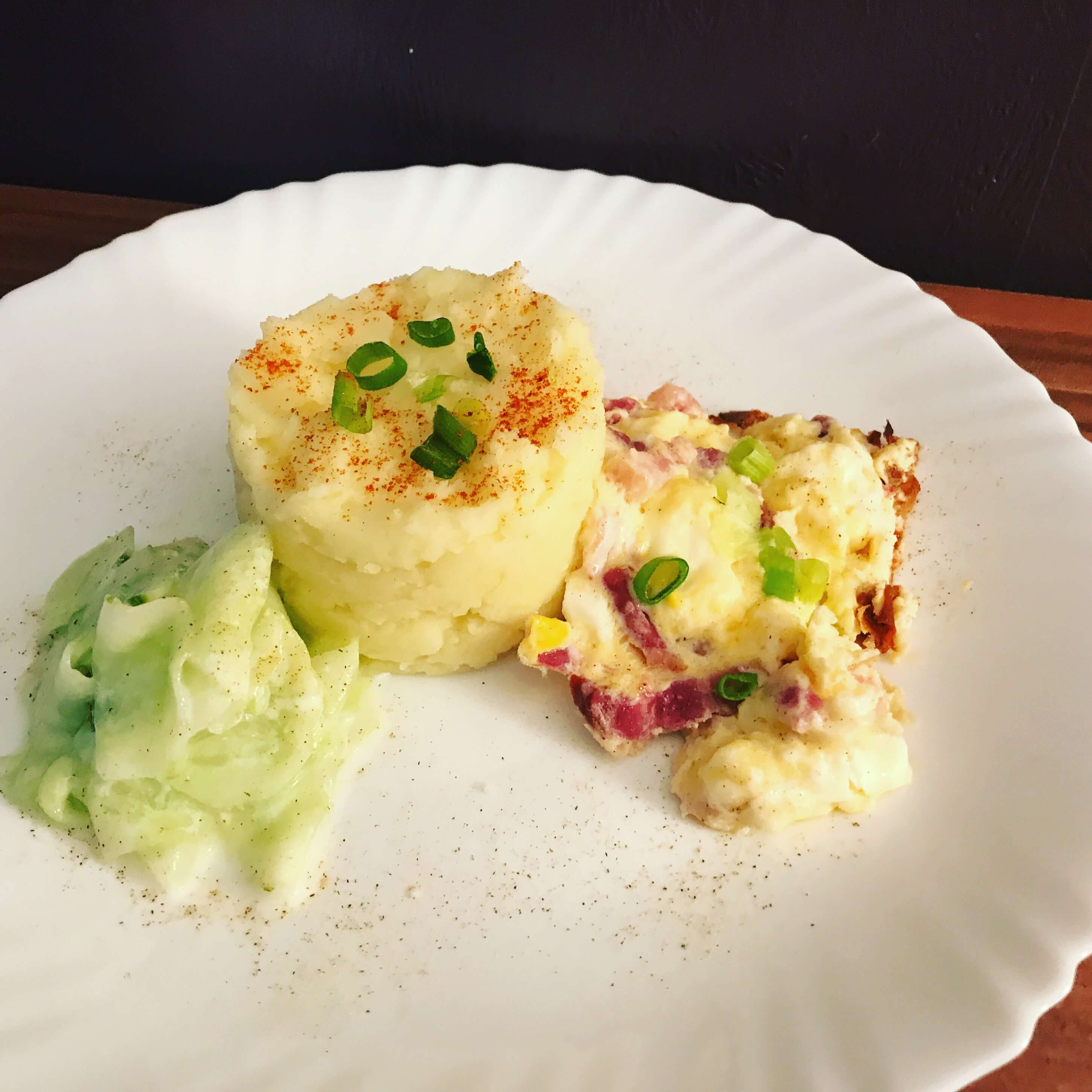 Kartoffelpüree mit Rühreier und Gurkensalat - Zu Faul Zum Kochen