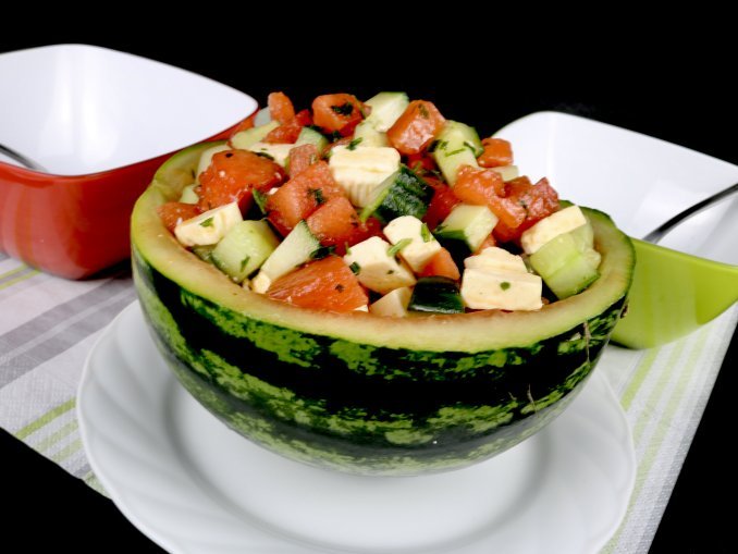 Sommer Salat Melonen Salat mit Honig Dressing