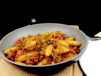 Kassler BBQ Sauerkraut Pfanne mit Schupfnudeln