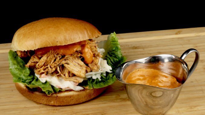 Metaxa Pulled Chicken Burger